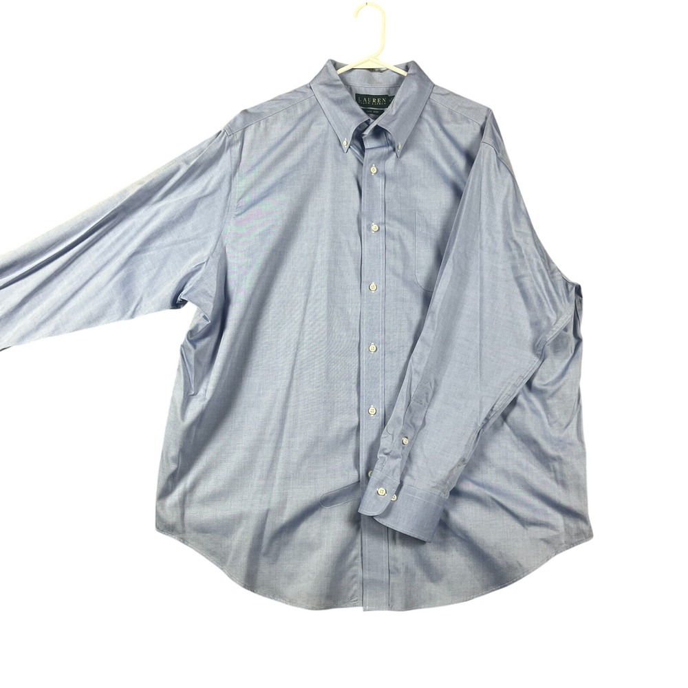 Lauren Ralph Lauren Shirt Blue Men's Button Down 18 34/35‎ Dress Non Iron Pocket